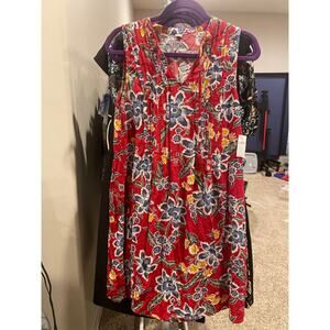 NWT Old Navy Red Floral V-Neck Sleeveless Dress